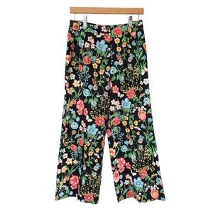 Vintage Intuitions by Kathy Manning Floral Flower Garden Wide Leg Crop Pants 6